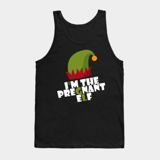 Womens I'm The pregnant Elf baby Matching Family Group Christmas Tank Top